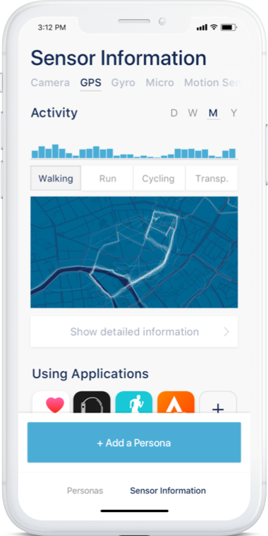 Sensor usage information Sensor usage information